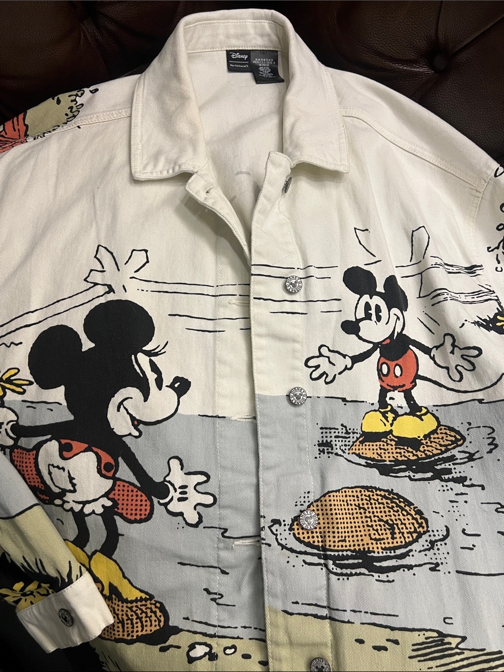Mickey and Minnie Mouse White Denim Jacket for Adults Size 2X